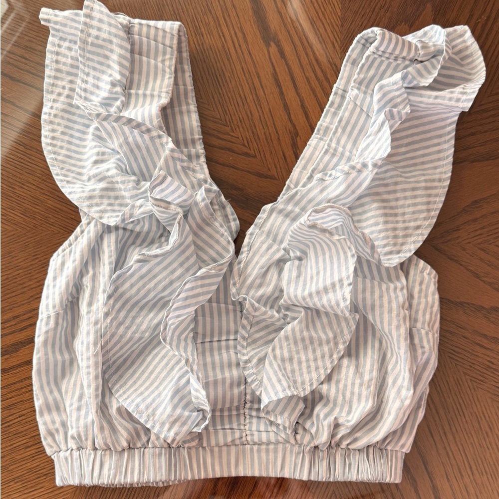 Chic Ruffle Striped Blouse